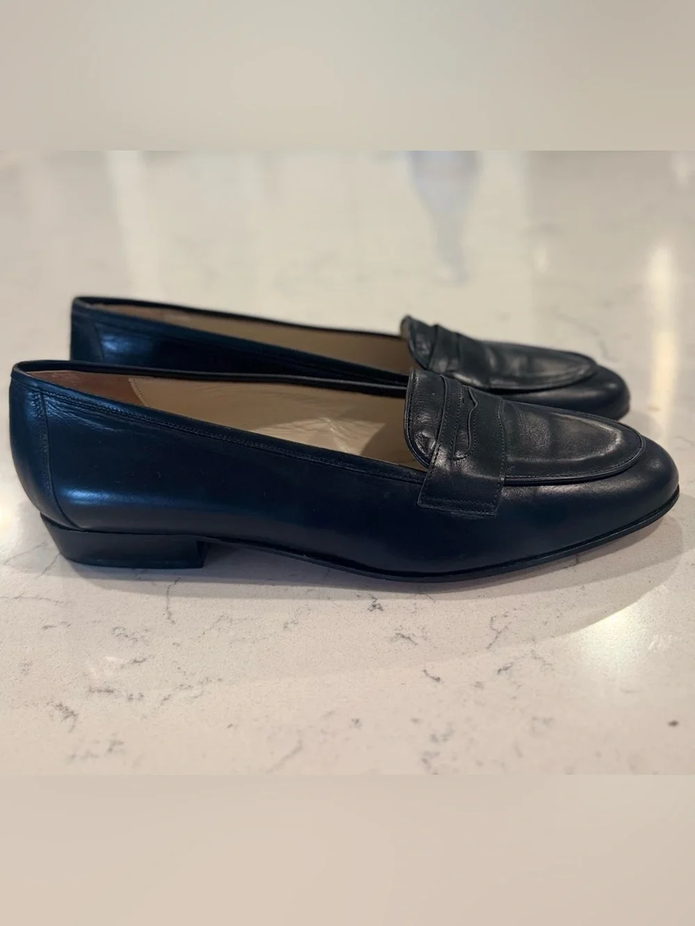 NWOB Vintage GALO Italy Black Leather Loafers Shoes Slip-on Size 41